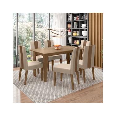 Imagem de Mesa de Jantar Retangular Poliman Goya com 6 Cadeiras Revestidas em Suede