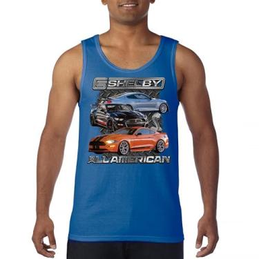 Imagem de Camiseta regata Shelby All American Cobra Mustang Muscle Car Racing GT 350 GT 500 Performance Powered by Ford masculina, Azul, M