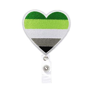 Imagem de Carretel retrátil para crachá com bandeira do orgulho LGBT do mês do orgulho com clipe jacaré, cordão grosso de 61 cm