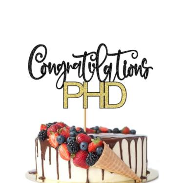 Imagem de Crseniny Congratulations PHD Cake Topper, 2024 Graduation Cake Topper,Congrats Grad Cake Decor,PHD Graduation Party Decorations Black Gold