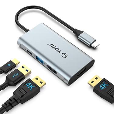 Imagem de Estação de ancoragem, hub USB C, adaptador TOTU 4 em 1 USB C para HDMI duplo com portas HDMI 4K, porta de entrega de energia de 100 W, porta de dados USB 3.0 de 5 Gbps para MacBook Air, MacBook Pro,