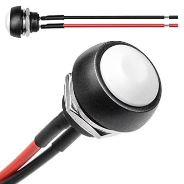 Imagem de QTEATAK 1/2" (12 mm) pré-fio orifício de montagem liga/desliga branco mini redondo à prova d'água momentâneo interruptor de botão JF-33B -2 unidades