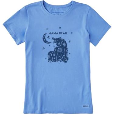 Imagem de Life is Good Camiseta feminina de algodão floral de manga curta, gola V, Superpower Daisy, Cornflower Blue, G