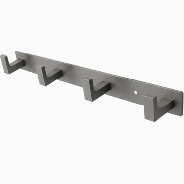 Imagem de Vanloory Cabideiro, 4 cabides triplos de aço inoxidável resistente, ganchos de parede de armazenamento de parede, gancho de roupas rústicas/trilho de gancho para chave para banheiro e cozinha entrada