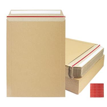 Imagem de zmybcpack Pacote com 50 envelopes de papelão Kraft com autovedação, 22,5 x 30,5 cm, envelopes rígidos de fotografia, para CD, fotos, documentos (marrom kraft)