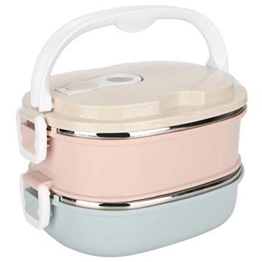 Imagem de Box empilhável com isolamento térmico de aço inoxidável, lancheira térmica à prova de vazamento mantém a comida quente para trabalho, escola, escritório, crianças,