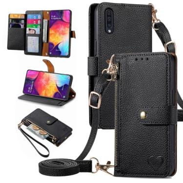 Imagem de Furiet Capa carteira para Samsung Galaxy A50 A50S A30S bolsa de bolso com zíper com alça de pulso, suporte de couro PU flip fólio suporte de cartão capa de telefone para celular 50 50S 30S S50 50A SM