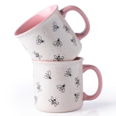 Imagem de AmorArc Canecas de café grandes de cerâmica de 623 g, copos de sopa grandes com alça grande para homens, mulheres, pai, mãe, caneca grande com padrões de abelhas texturizadas para escritório e casa -