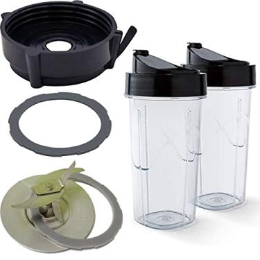 Imagem de Copo de reposição de 680 g Blend-N-Go com tampa e lâmina profissional e fundo de pote de liquidificador 179854-000-000 para liquidificadores Oster Pro 1200 (2 x copo de 680 g com tampa + 1 x fundo de