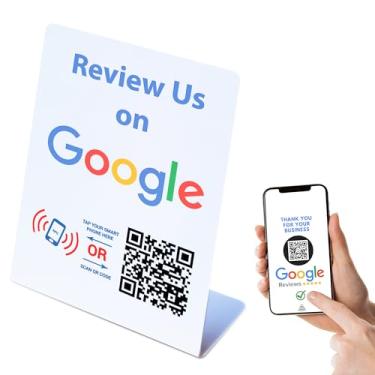 Imagem de Avalie-nos no Google Stand - Código QR sem toque e etiqueta NFC - Impulsione suas avaliações de negócios - Projetado para o Google