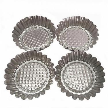 Imagem de MYStar – Molde de tarte de alumínio antiaderente com formato redondo e design esvoaçante de 9,5 cm, mini estanho de tartaruga, Prata, 20