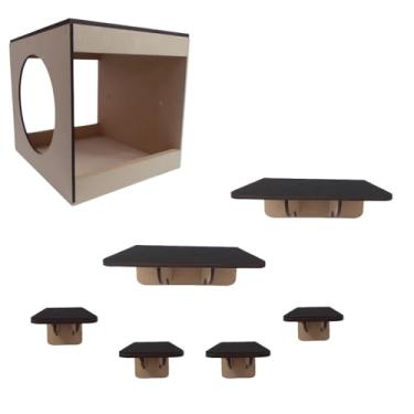 Imagem de Gatificação Brinquedo Playground Para Gatos 7 pçs em Mdf Fixo de Parede