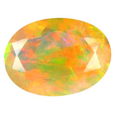Imagem de 2,71 ct AAA+ Qualidade da pedra preciosa corte oval (12 x 9 mm) opala arco-íris etíope não aquecida genuína e extraída da pedra preciosa solta da Terra
