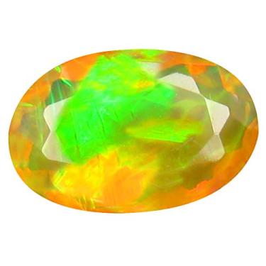 Imagem de 1,22 ct AAA+ Qualidade da pedra preciosa corte oval (11 x 7 mm) opala arco-íris não aquecida genuína e extraída da pedra preciosa solta da Terra