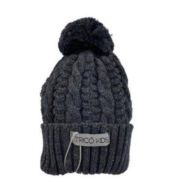 Imagem de Gorro de Tricô Para Meninos Com Pompom Cinza Escuro-Masculino