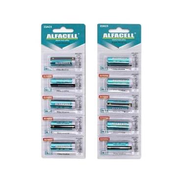 Imagem de Bateria 23A Alfacell Alcalina Pilha A23 12V 2 Cartelas 10 Uni Portao Eletronico Chave