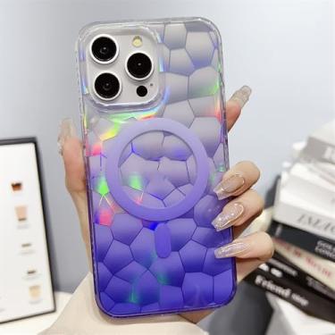 Imagem de Capa magnética gradiente aurora cubo de água para iphone 15 promax 12 13 14 pro max 14 plus 11 capa de quadro de airbag, roxo, para iphone 11