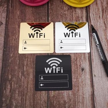 Imagem de YJIUYUANQ Adesivos de parede espelhados com senha WiFi em acrílico, placa de parede para porta, adesivo de parede para decoração, 3 cores