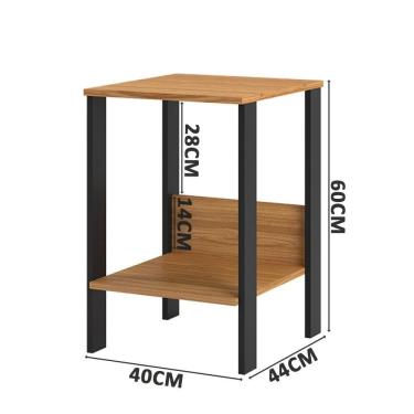 Imagem de Mesa de Apoio Lateral Estilo Industrial F14 Freijó/Preto Fosco - Pradel