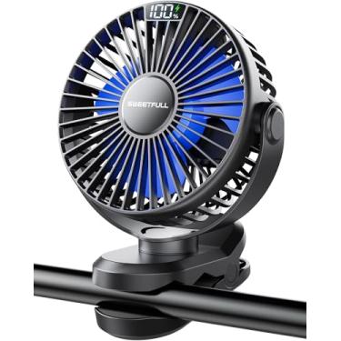 Imagem de SWEETFULL Ventilador Portátil Com Clipe - Carrinho Operado Por Bateria, Pequeno Recarregável de 4000Mah Com Display Led, 4 Velocidades, Mini de Mesa de Resfriamento