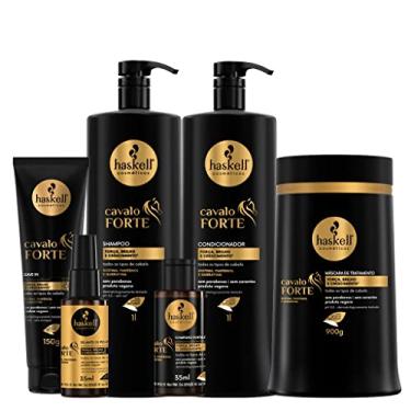 Imagem de Kit Cavalo Forte Shampoo Condicionador 1L Mascara 900g Completo 6 Itens - Crescimento e Fortalecimento Capilar Intensivo