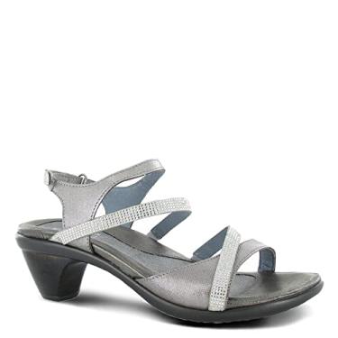 Imagem de NAOT Calçado Innovate Sandália feminina de strass com palmilha de cortiça e palmilha de suporte de arco - alça ajustável no tornozelo - conforto e suporte - leve e perfeita para viagens, Silver