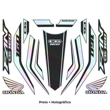 Imagem de Kit Para Moto Honda Cg Fan 160 Ano 23-24 Holográfico Preto - Resitank