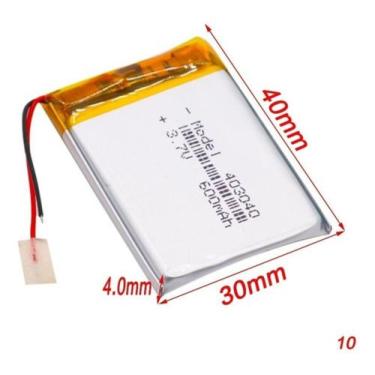 Imagem de 10 Baterias Gps  Etc 3,7v 600ma 4cm X 3cm X 4mm 2 Fios - bgb