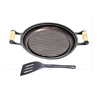 Imagem de Chapa Grill Redonda Antiaderente Alça 23x23cm e Espátula