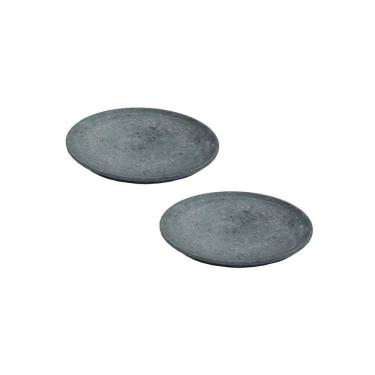 Imagem de Kit 2 Pratos Raso Redondo Pedra Sabão Sobremesa e Bolos 30cm