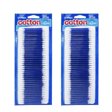 Imagem de Kit 2 Pacotes De Hastes Flexíveis Cotton Line 240 Unidades Cotonete  C