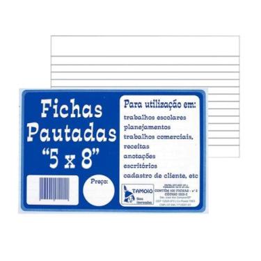 Imagem de Ficha Para Resumos Tamoio 5X8 Pautada 100 Folhas