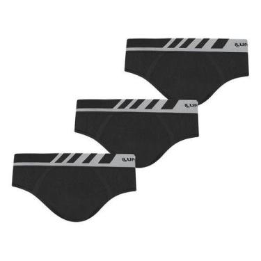 Imagem de Cuecas Masculina Lupo Kit C/3 Slip Microfibra S/costura, Preto, G
