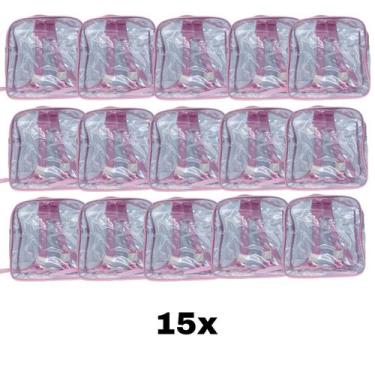 Imagem de KIT COM 15 MINI mochila ROSA infantil transparente escola - Gii Matos 
