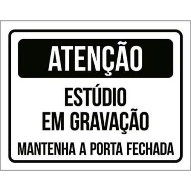 Imagem de Kit 10 Placa Estúdio Gravação Mantenha Porta Fechada 36X46 - Sinalizo
