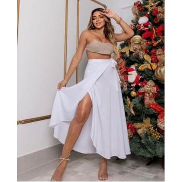 Imagem de Saia Envelope Midi Mullet Longa Multiformas Blogueira Moda Tendência V