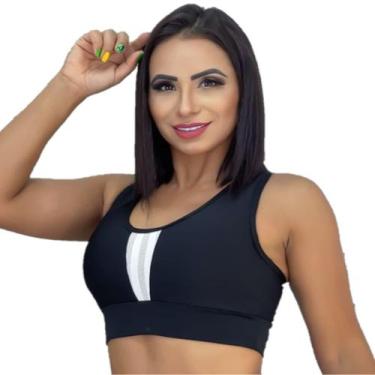 Imagem de kit 3 Top com Bojo Nadador Roupa de Academia Fitness Preto com detalhe
