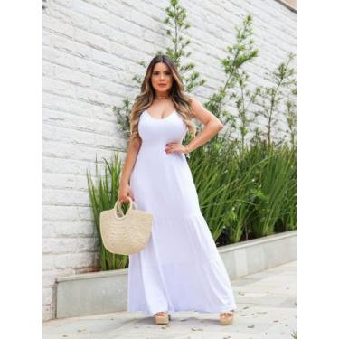 Imagem de Vestido Longo Saia com Babado Laço nas Costas - luh may, Branco, M