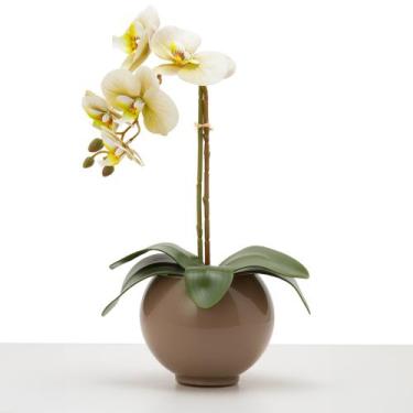 Imagem de Arranjo De Orquídea Artificial Silicone Com Vaso Vidro - Floralis, Ver
