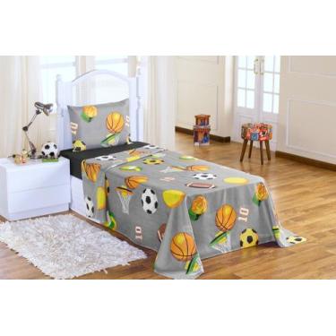 Imagem de Edredom kids solteiro estampado - futebol cinza - Enxovais Aquarela LT
