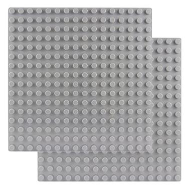 Imagem de BOROLA Classic Large-Sized Bricks Baseplates 10" x 10", Multi-Color Building Brick Base Plate Compatible with Most Major Brands Perfect for Creative Play(2PCS,Gray)