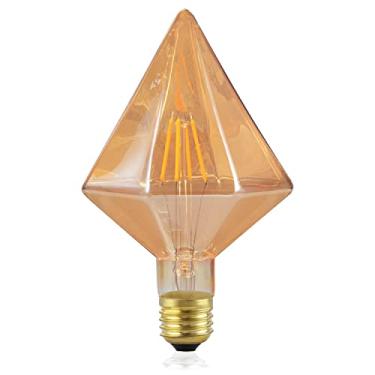 Imagem de Lâmpada Edison de diamante vintage 110V/4W 40W lâmpada de economia de energia equivalente incandescente vidro âmbar 2300K amarelo quente regulável adequado para lustre de iluminação de leitura de lâmpada de parede (1 pacote)