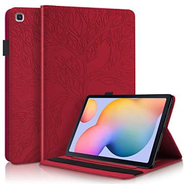 Imagem de Capa para Samsung Galaxy Tab S6 Lite 10,4 polegadas 2024 SM-P620/SM-P625, capa flip de couro PU com suporte de vários ângulos com slot para cartão e porta-lápis - vermelha