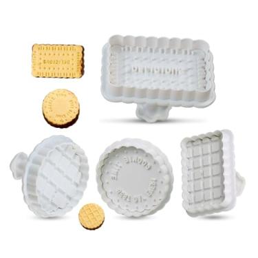 Imagem de GROWTAIL 4 cortadores de biscoito, prensa de molde de biscoito, conjunto de carimbos de biscoito, moldes de pastelaria para crianças