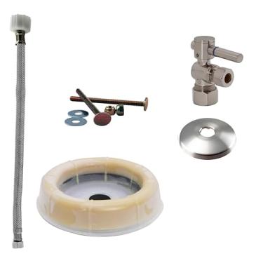 Imagem de Westbrass Kit de instalação de vaso sanitário com alavanca de compressão nominal de 1,27 cm com linha de fornecimento de aço, níquel acetinado, D1612TBL-07