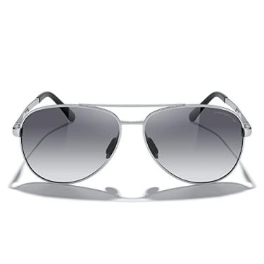 Imagem de MERRY'S Óculos de sol aviador para homens e mulheres - Óculos de sol polarizados para dirigir, lentes espelhadas, proteção UV 400, 58 mm, Armação prateada/lente gradiente preta, Lens width: 58