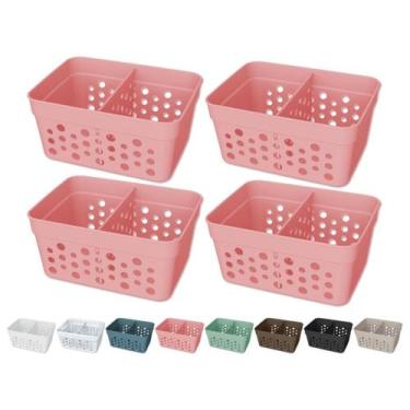 Imagem de Kit 4 Cesto Organizador Trama Rattan c/ Divisória Removível - Usual Ut