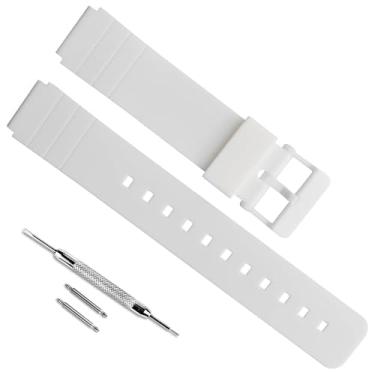 Imagem de Pulseira de relógio de borracha de silicone de substituição impermeável de 16 mm para Casio MQ-24/MQ-58/104/76/71/98 (branca)