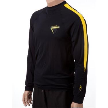Imagem de O'Neill Wetsuits Camisa masculina 24/7 Tech de manga comprida, preto/amarelo, médio