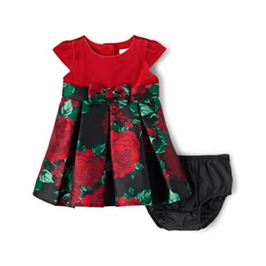 Imagem de The Children's Place Vestido moderno de manga curta para bebês meninas e crianças pequenas, Floral vermelho clássico, 6-9 Meses